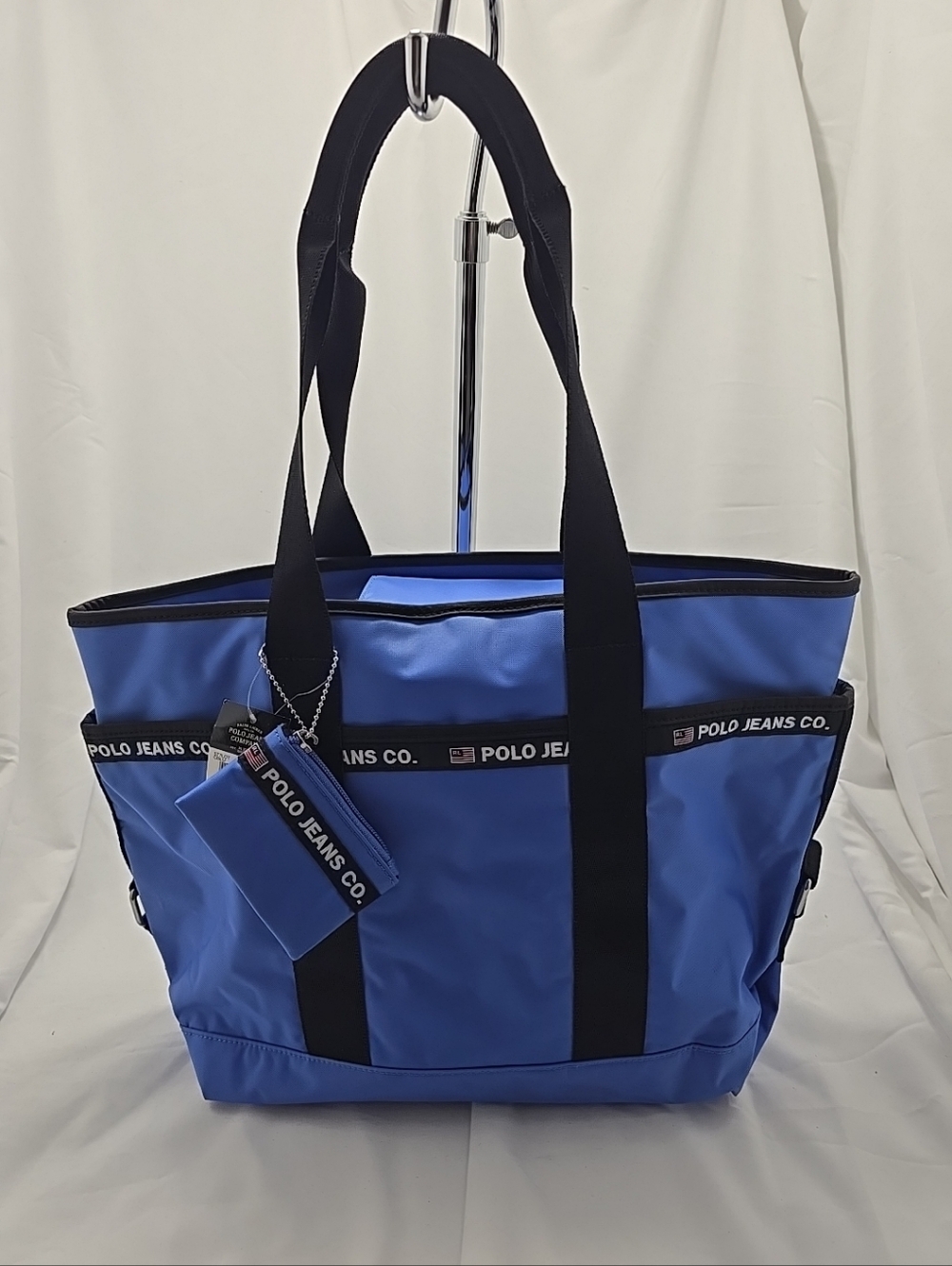 NWT Ralph Lauren Polo Jeans Company Vintage Nylon Tote Bag With Coin Purse Blue